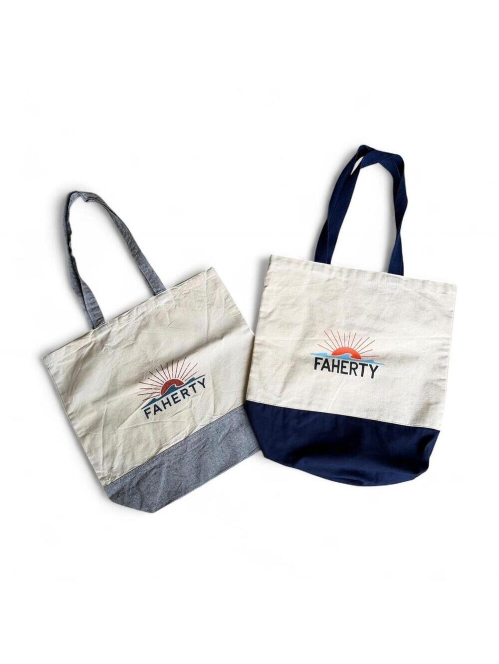 Faherty canvas tote bag one navy blue and one gray